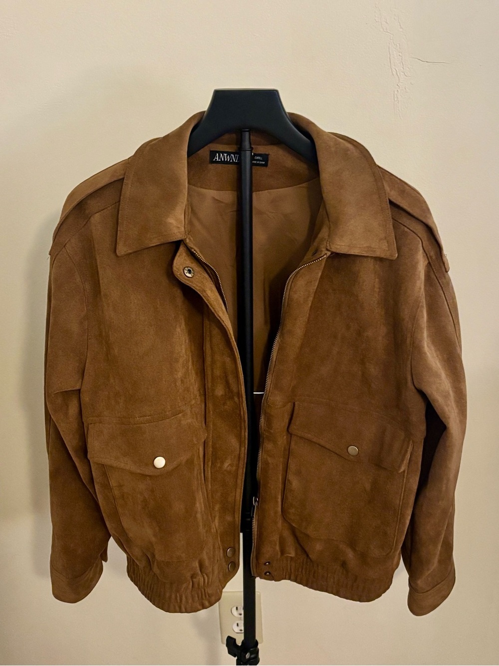 ANWND Women's oversized Chestnut Suede Bomber Jacket
